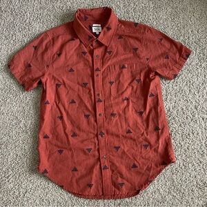 Bridge & Burn Malcolm Rust Fil Coupe Pyramids Pattern Short Sleeve Button Up